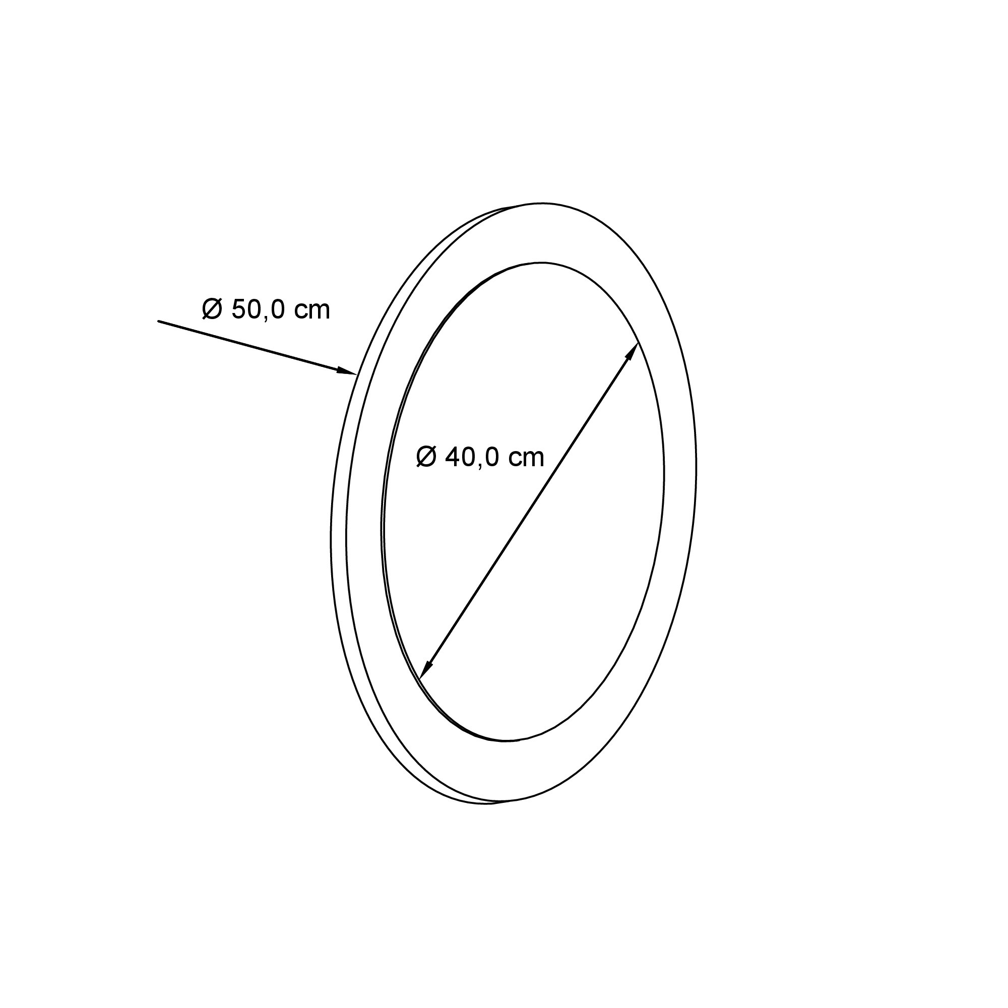 Globe Spiegel Typ 50 für Flur und Wohnzimmer mit MDF-Rahmen in Beton Oxid Optik (50 cm Durchmesser)