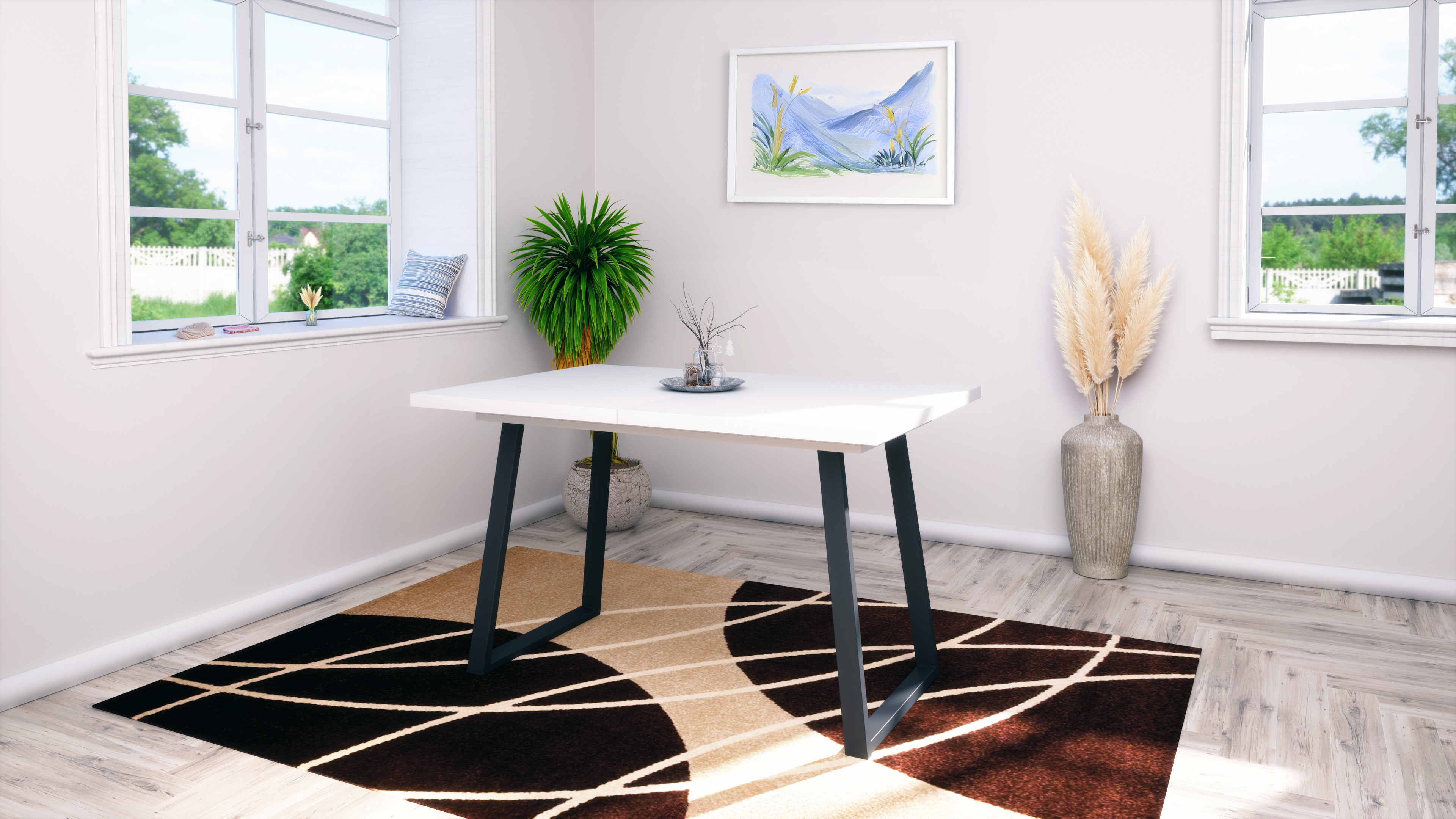 Esstisch Loft 120-160 x 75 x 80 cm, Farbe Weiß Matt
