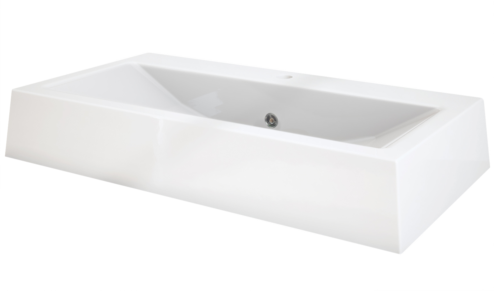 Nizza Waschbecken Eckiges Design Hochwertiger Gussmarmor (43 x 80 x 12,5 cm)