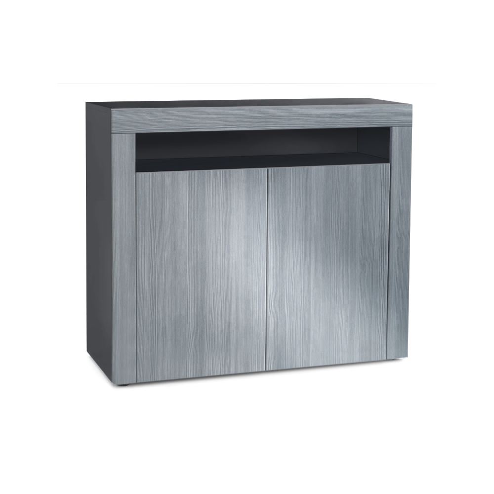 Kommode Valencia Sideboard mit 2 Türen und 1 offenem Fach Schwarz matt/Avola-Anthrazit/Avola-Anthrazit (108 x 92 x 40 cm)