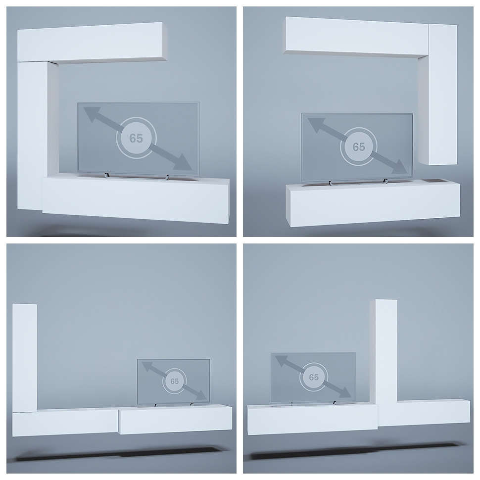 Wohnwand Taurito  mit Rückwand mit 2 Klappen und 1 Schrank Schwarz matt/Beton Oxid Optik (320 x 182 x 39 cm)