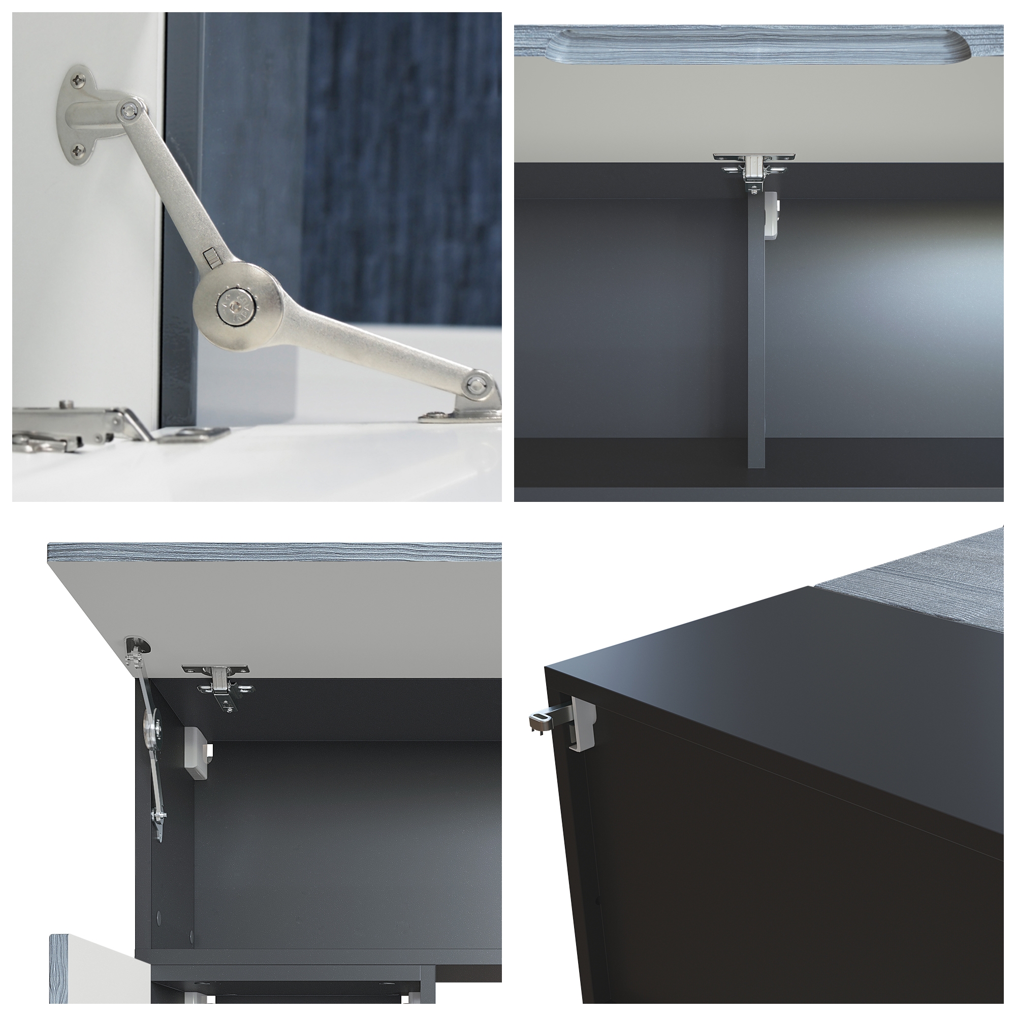 Wohnwand Taurito  mit Rückwand mit 2 Klappen und 1 Schrank Schwarz matt/Beton Oxid Optik (320 x 182 x 39 cm)