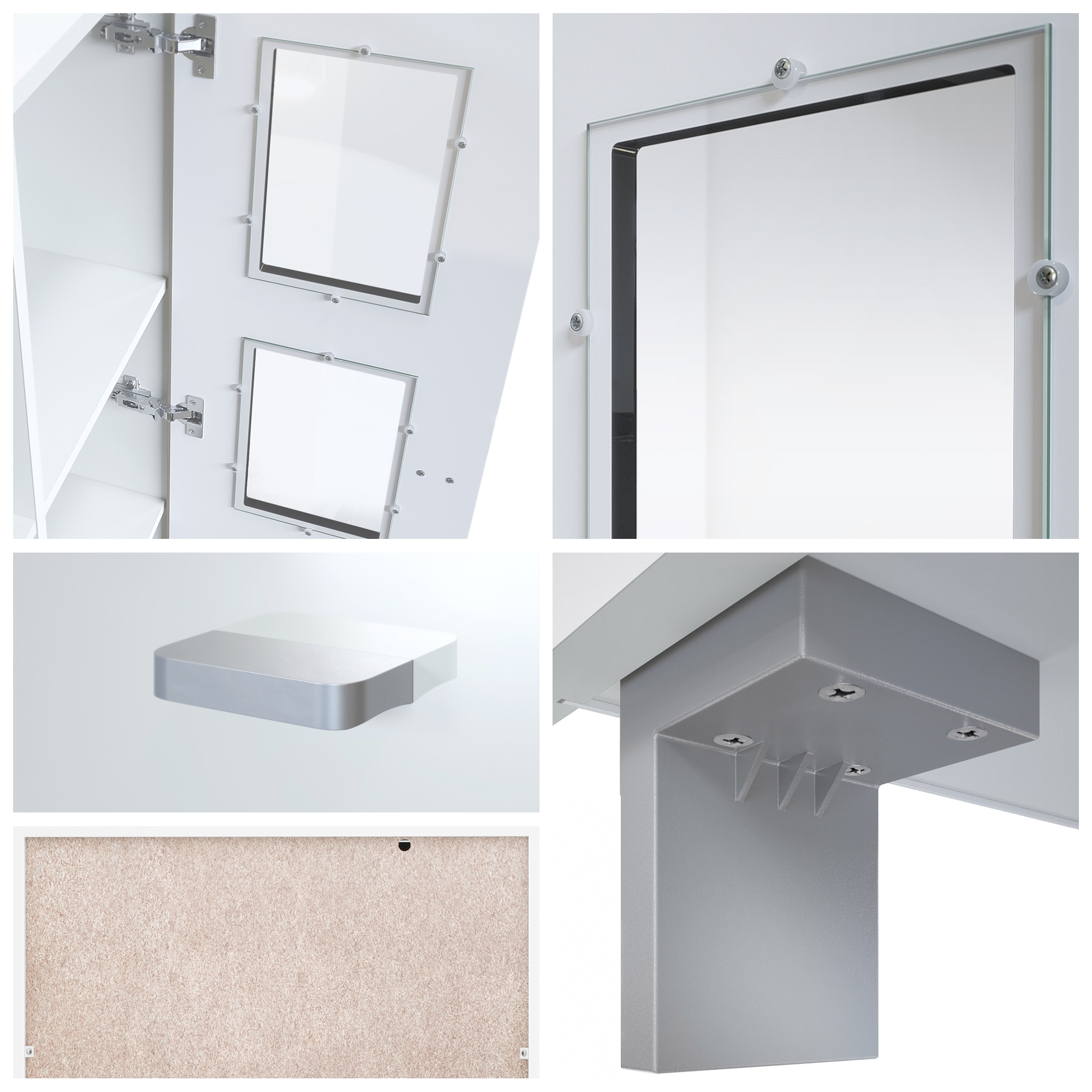 Vitrine Denjo  mit 2 Türen und 3 Glaseinsätzen Schwarz matt/ Schwarz Hochglanz/ Beton Oxid-Optik (71 x 129 x 35 cm)