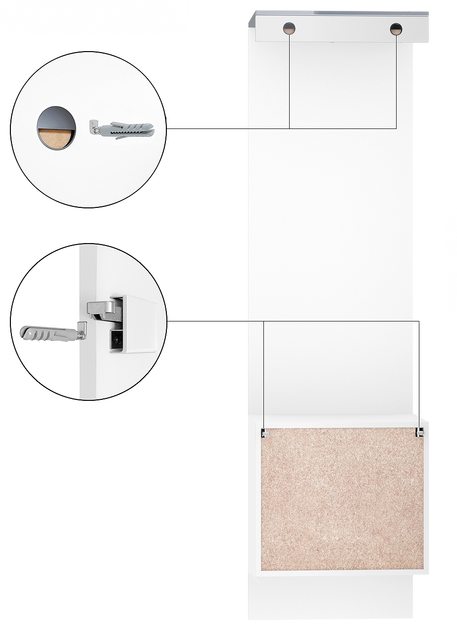 Garderobe Carlton Set 5 Weiß 1-tlg. mit integrierter Tür und 1 Kleiderstange Weiß matt/Sandgrau Hochglanz  (52 x 193 x 35 cm)