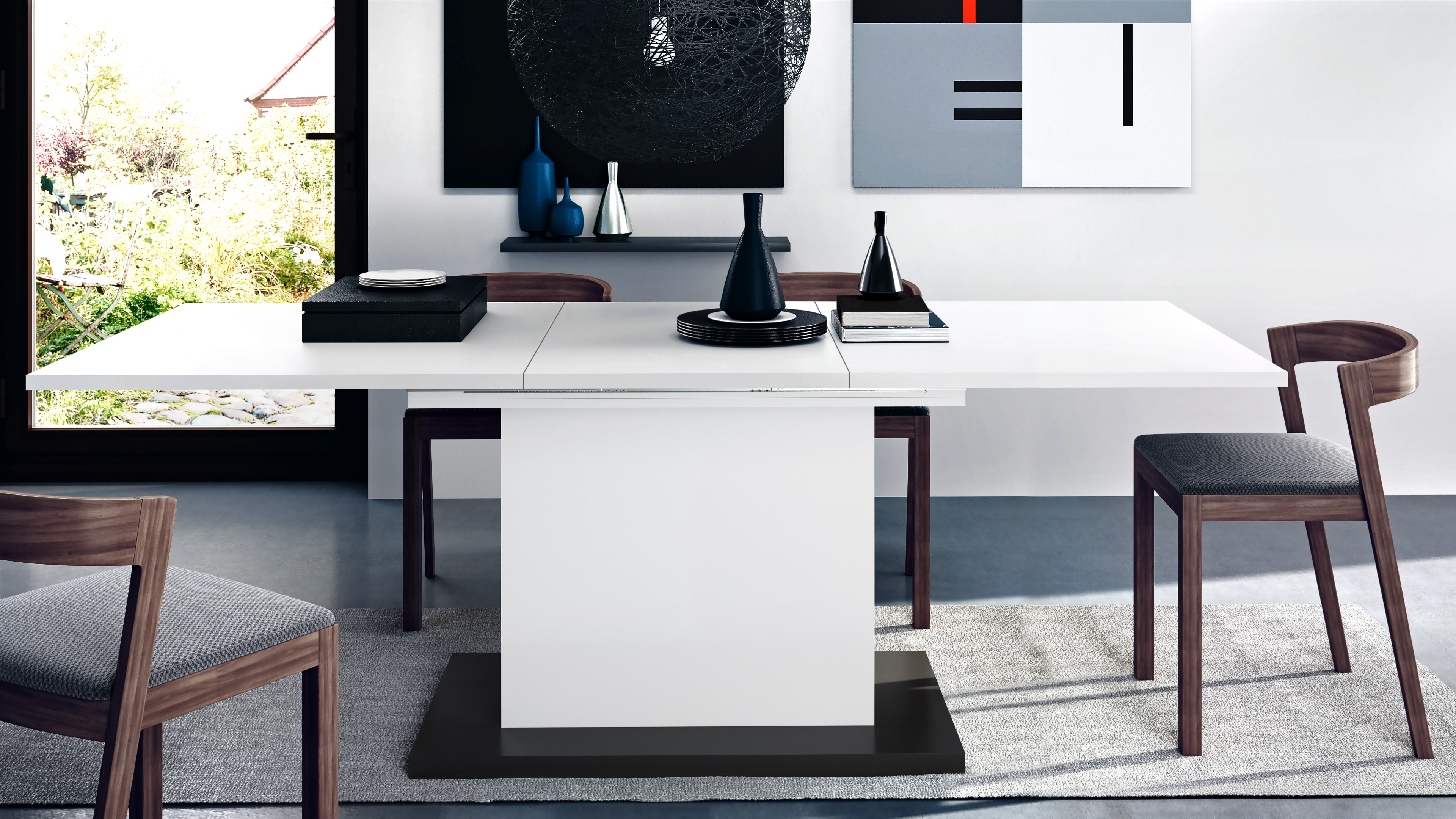 Esstisch Stella    165 / 220 x 75 x 90 cm, Farbe Weiß Matt