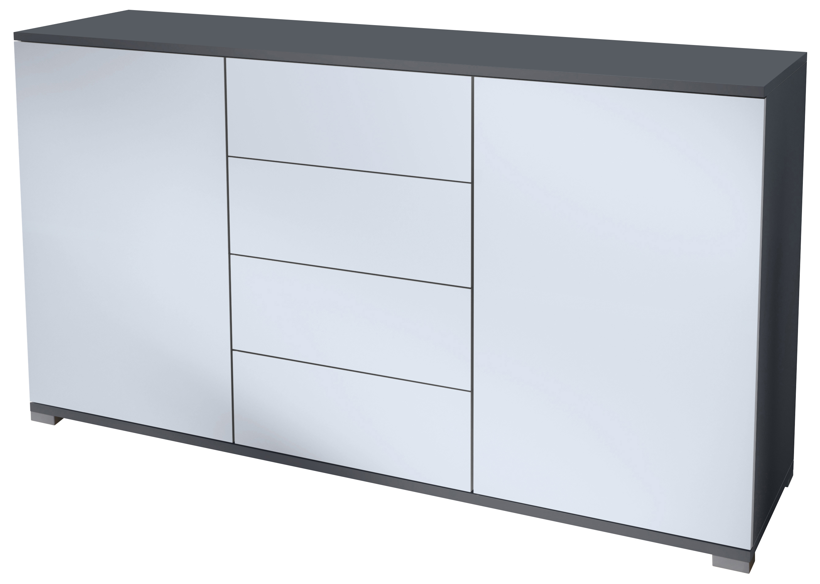 Santo V1 Sideboard Anthrazit mit 2 Türen und 4 Schubladen Anthrazit matt/Weiß matt (138,5 x 75,5 x 35 cm)
