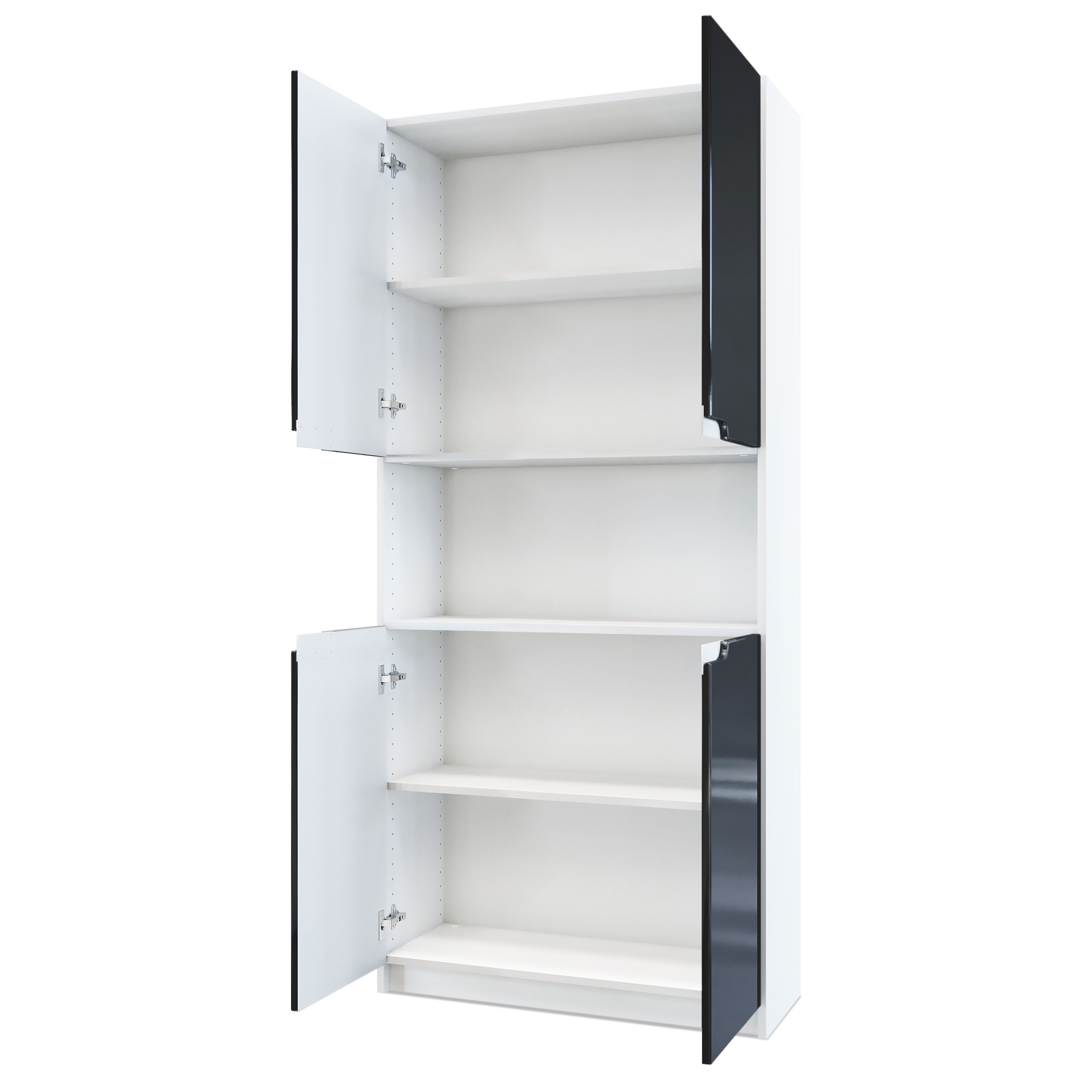 Büroschrank Logan V2 mit 5 Fächern und 4 Türen Weiß matt/Graphit seidenmatt (82 x 185 x 37 cm)