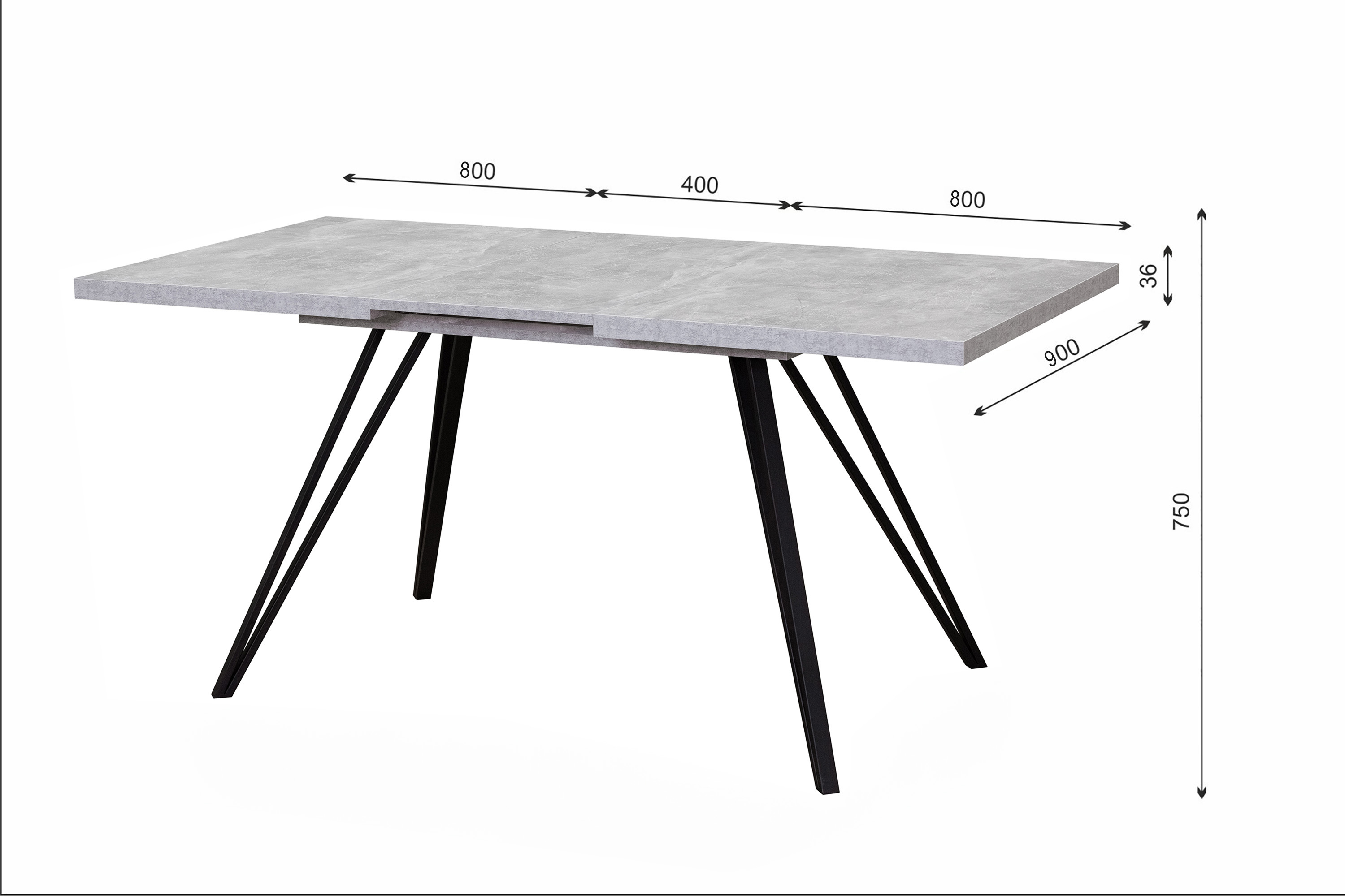Esstisch Life    160 / 200 x 75 x 90 cm Beton Optik