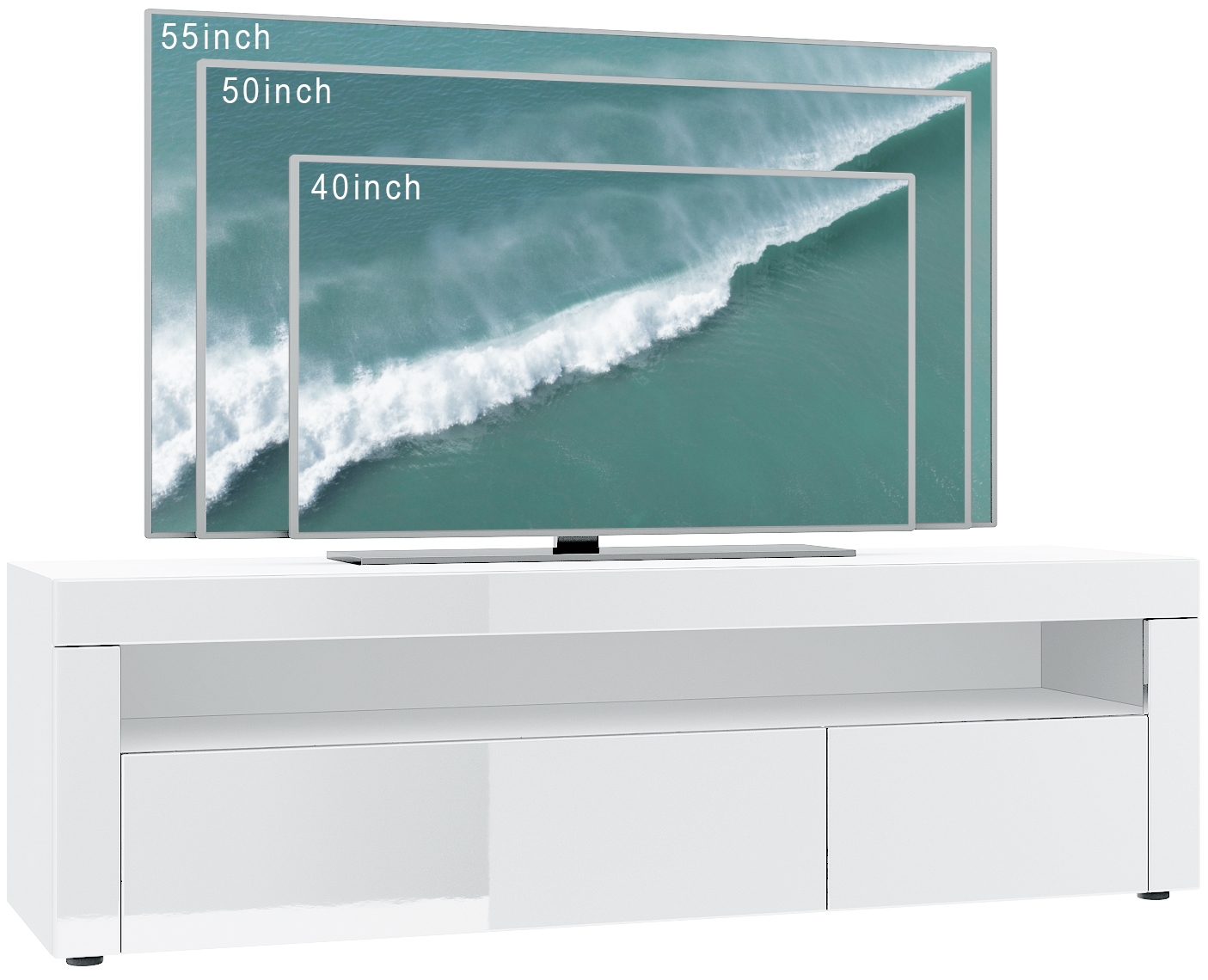 Wohnzimmer-Set Berlin bestehend aus 1 TV Board und 1 Couchtisch Schwarz matt/Beton Oxid Optik