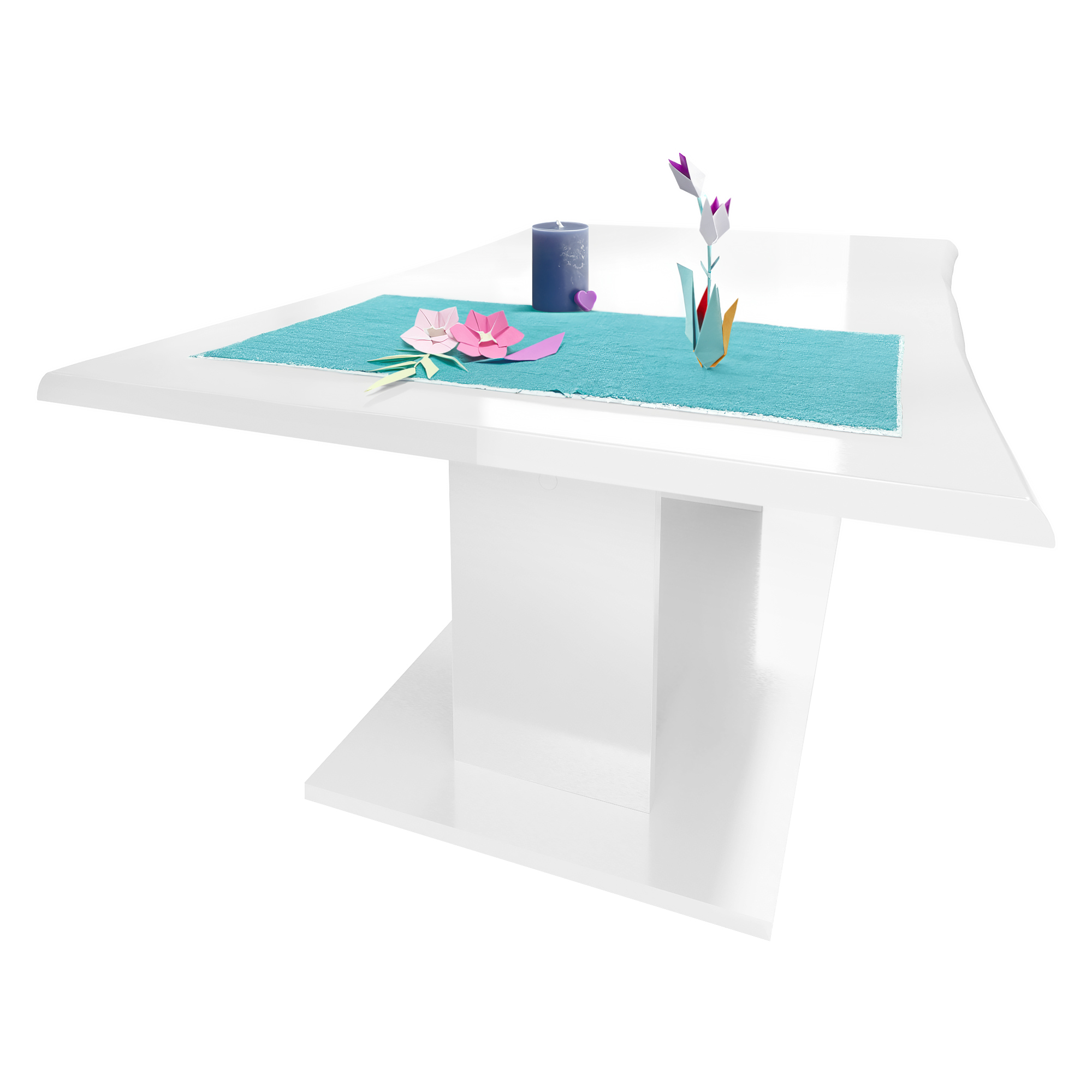 Melo Couchtisch mit Ablageboden Weiß Hochglanz/Weiß Hochglanz (102 x 40 x 67,5)