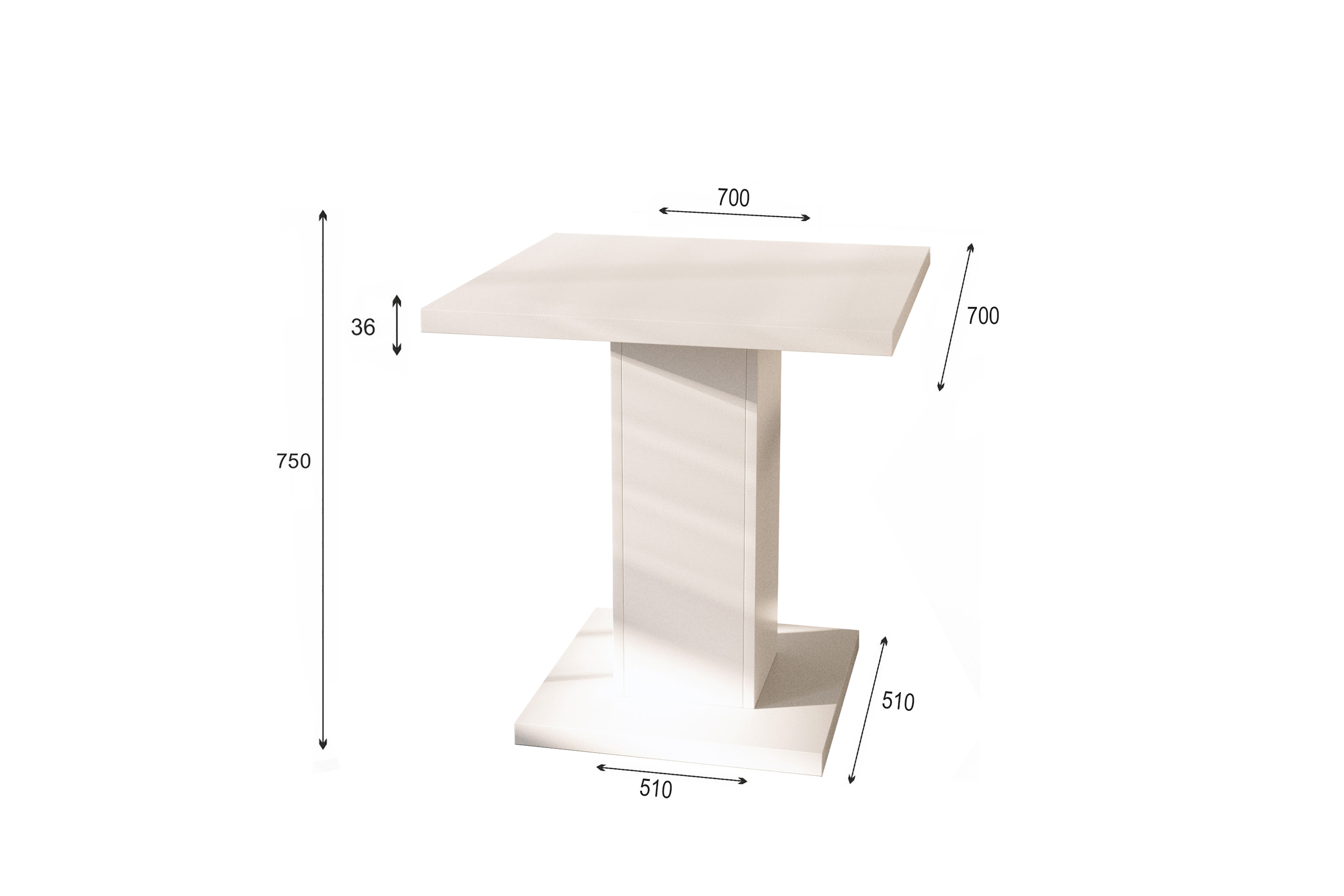 Bistrotisch Adam 70 x 70 cm, Eiche Evoke mit zentralen Säulenfuß