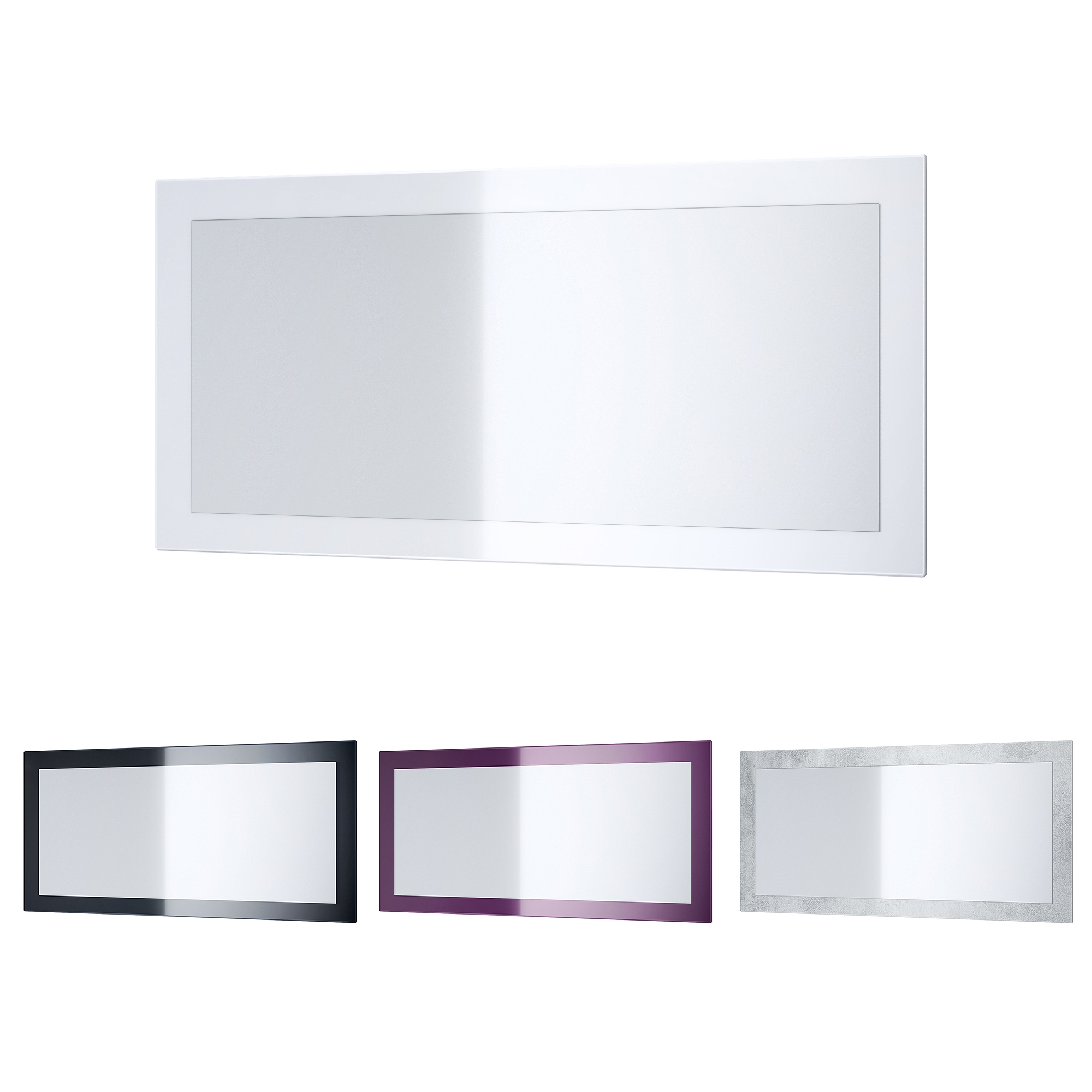 Spiegel Lima 89cm mit Rahmen im modernen Stil Sandgrau Hochglanz (89 x 45 cm)