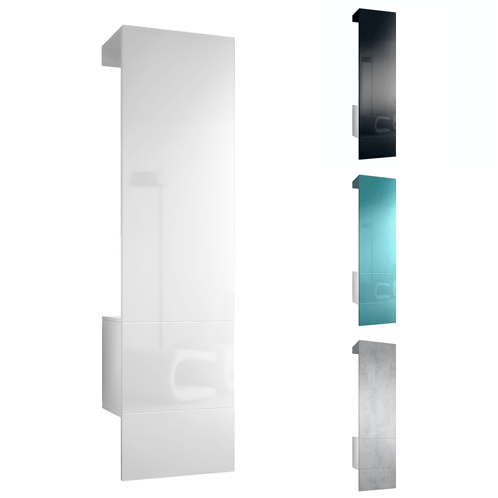 Garderobe Carlton Set 5 Weiß 1-tlg. mit integrierter Tür und 1 Kleiderstange Weiß matt/Sandgrau Hochglanz  (52 x 193 x 35 cm)