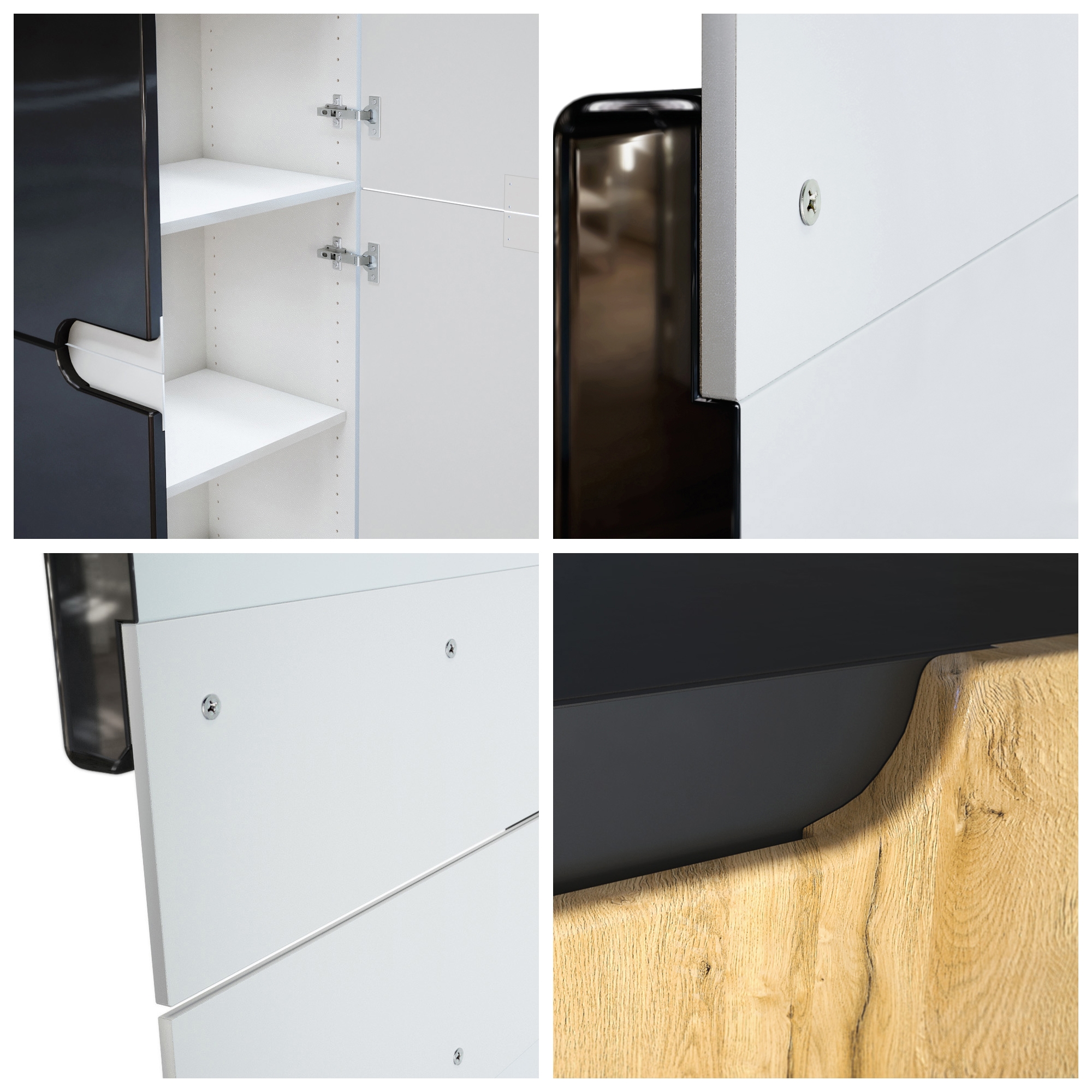 Büroschrank Logan V1 mit 5 Fächern und 4 Türen Weiß matt/Beton Oxid Optik (82 x 185 x 37 cm)