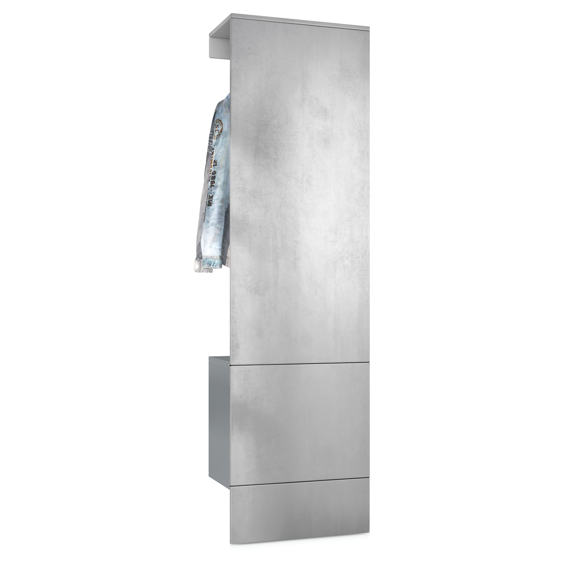 Garderobe Carlton Set 5 Anthrazit 1-tlg. mit integrierter Tür und 1 Kleiderstange Anthrazit matt/Beton Oxid Optik (52 x 193 x 35 cm)