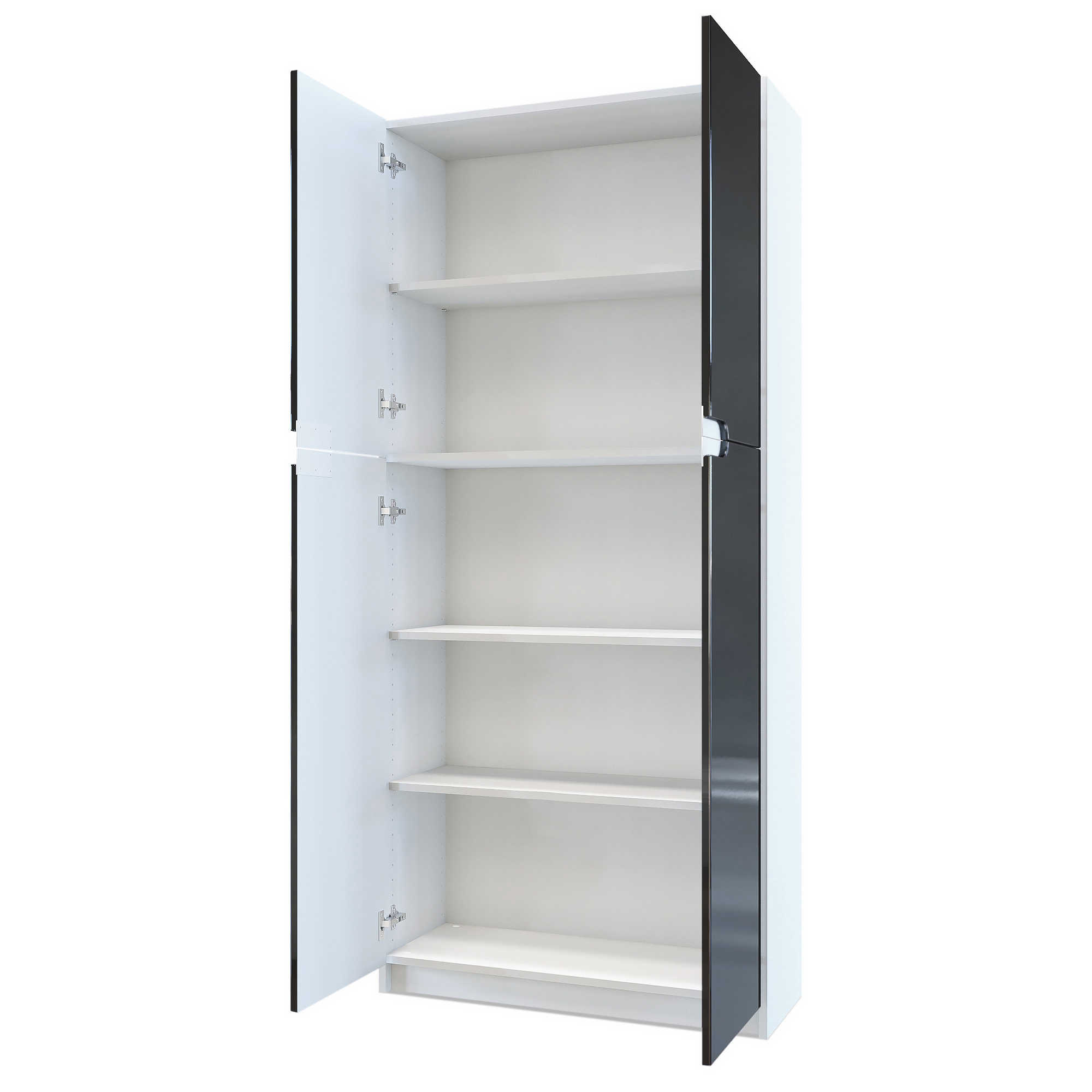 Büroschrank Logan V1 mit 5 Fächern und 4 Türen Weiß matt/Beton Oxid Optik (82 x 185 x 37 cm)