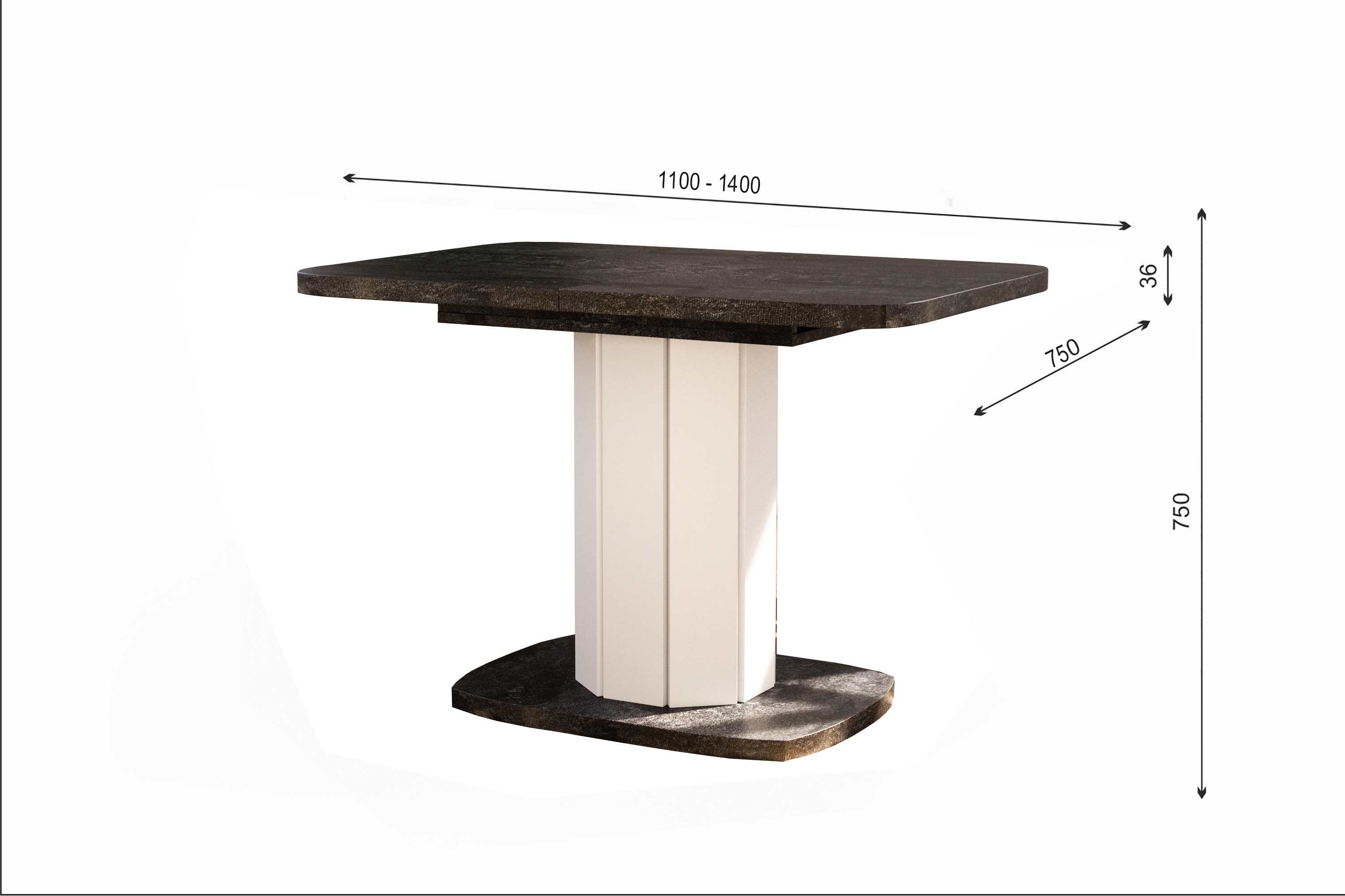 Esstisch Iris 110 - 140 cm, Eiche Evoke