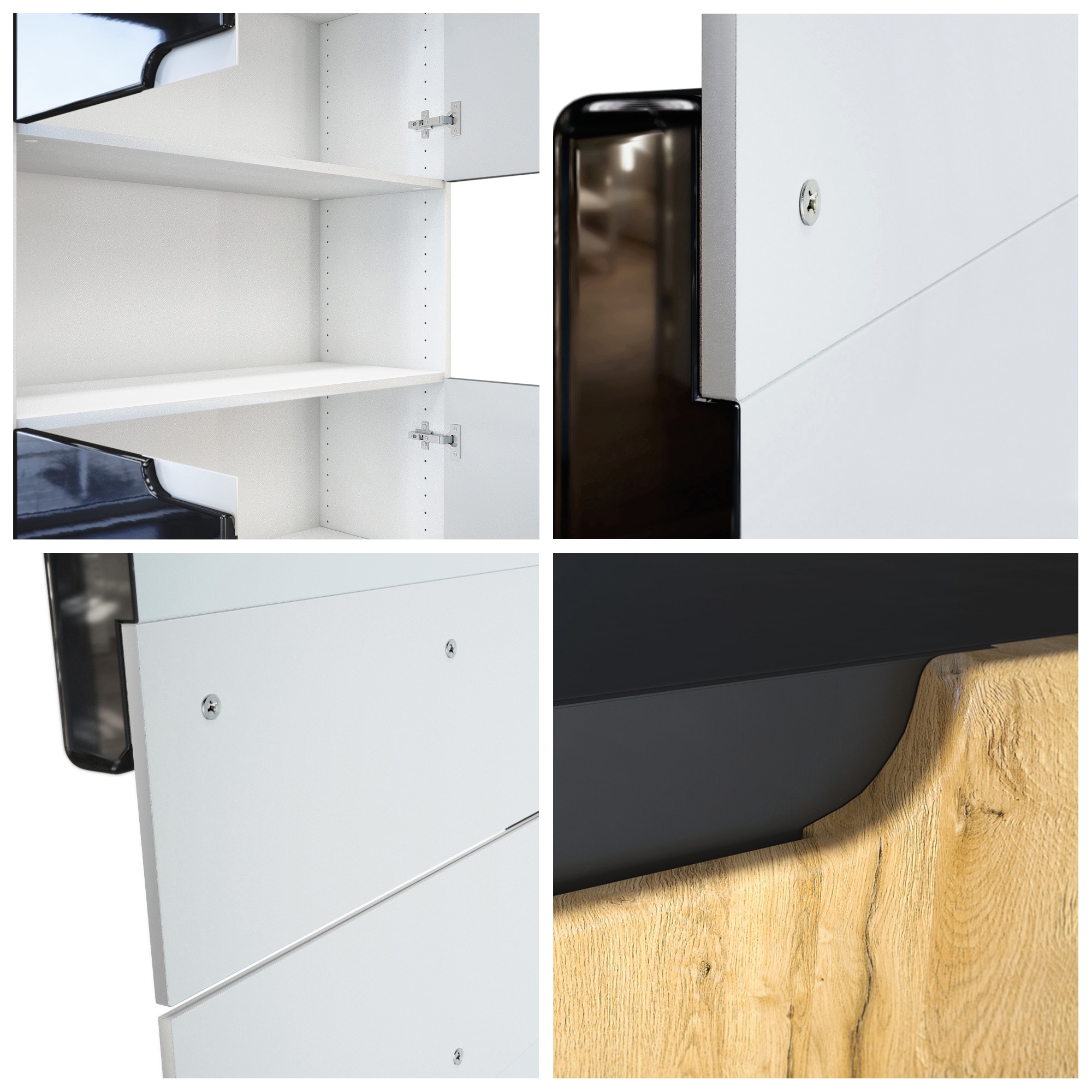Büroschrank Logan V2 mit 5 Fächern und 4 Türen Schwarz matt/Avola-Anthrazit (82 x 185 x 37 cm)