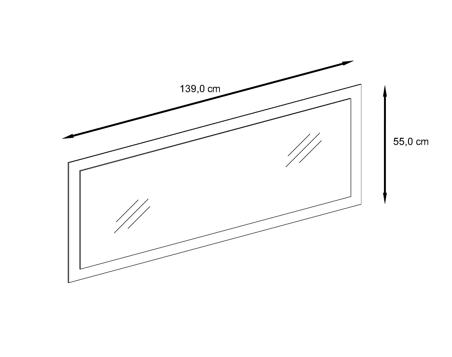 Spiegel Lima 139cm mit Rahmen im modernen Stil Creme Hochglanz (139 x 55 cm)