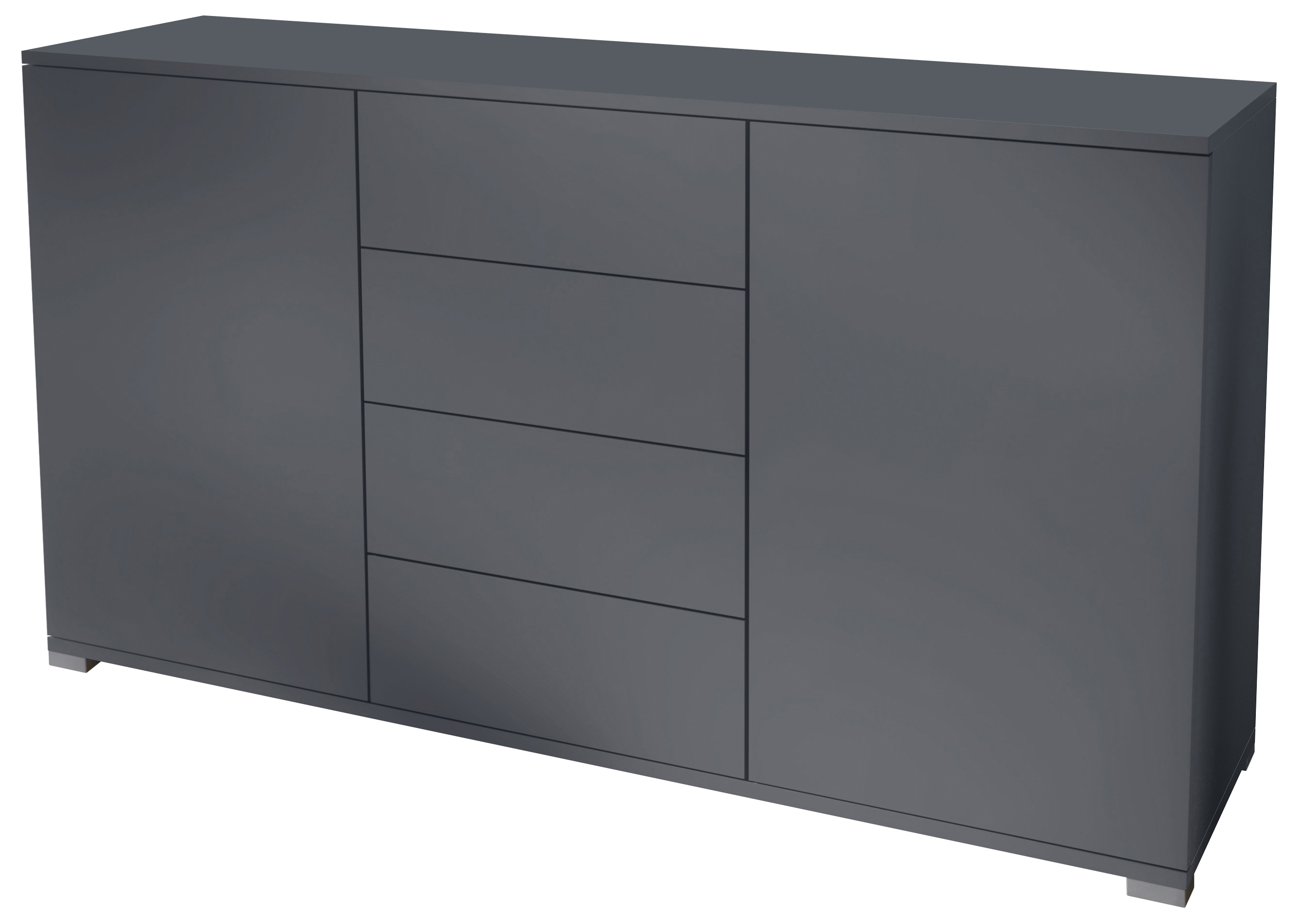 Santo V1 Sideboard Anthrazit mit 2 Türen und 4 Schubladen Anthrazit matt/Anthrazit matt (138,5 x 75,5 x 35 cm)