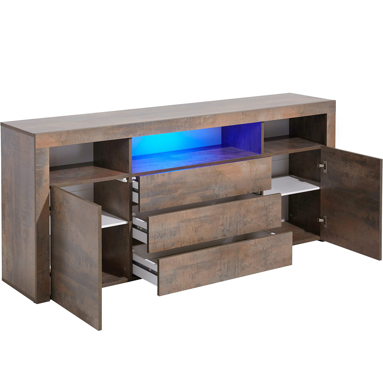 Denver Sideboard mit 2 Türen und 3 Schubladen Schiefer (166 x 72 x 35 cm)