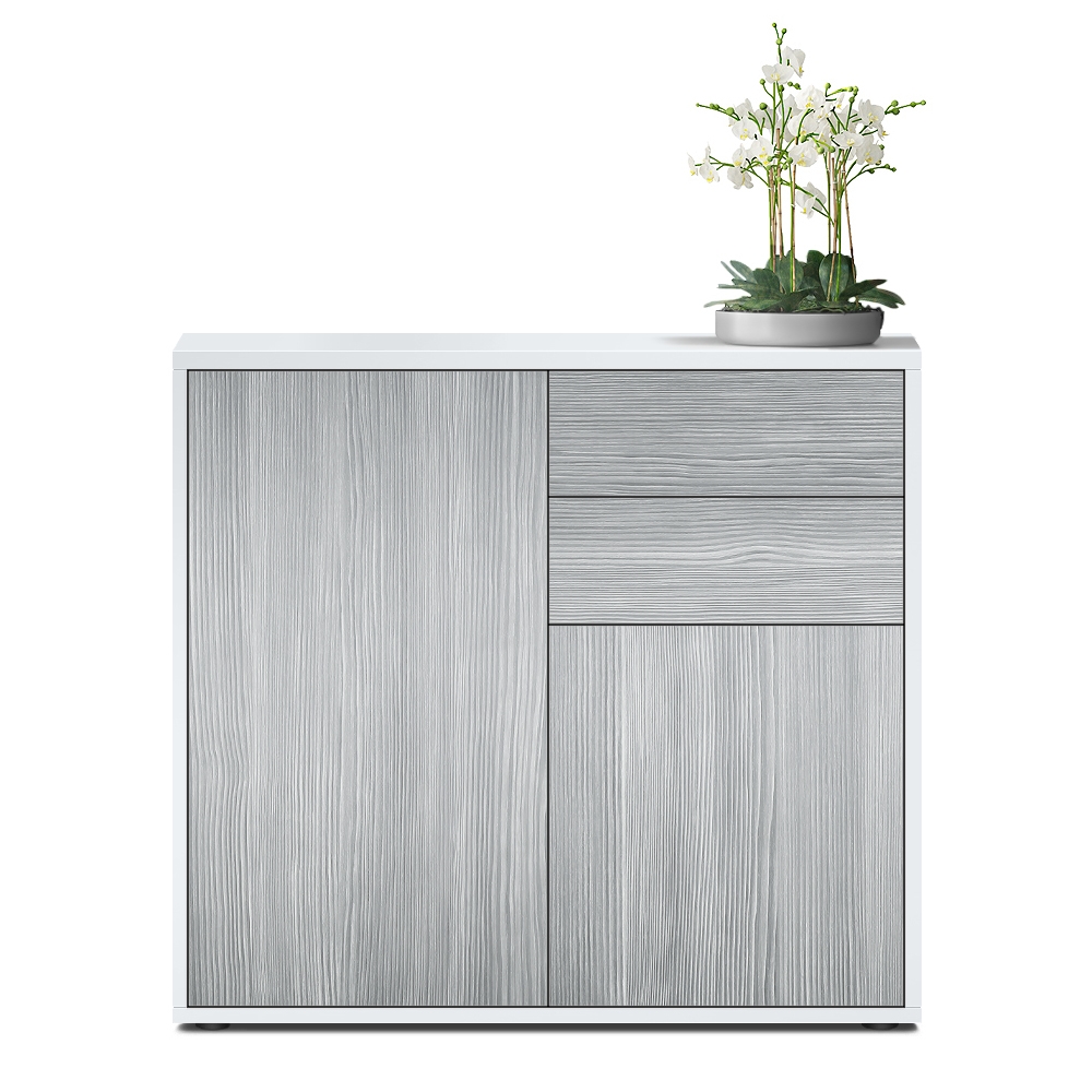 Kommode Ben  mit 2 Türen und 2 Schubladen Weiß matt/Avola-Anthrazit (79 x 74 x 36 cm)