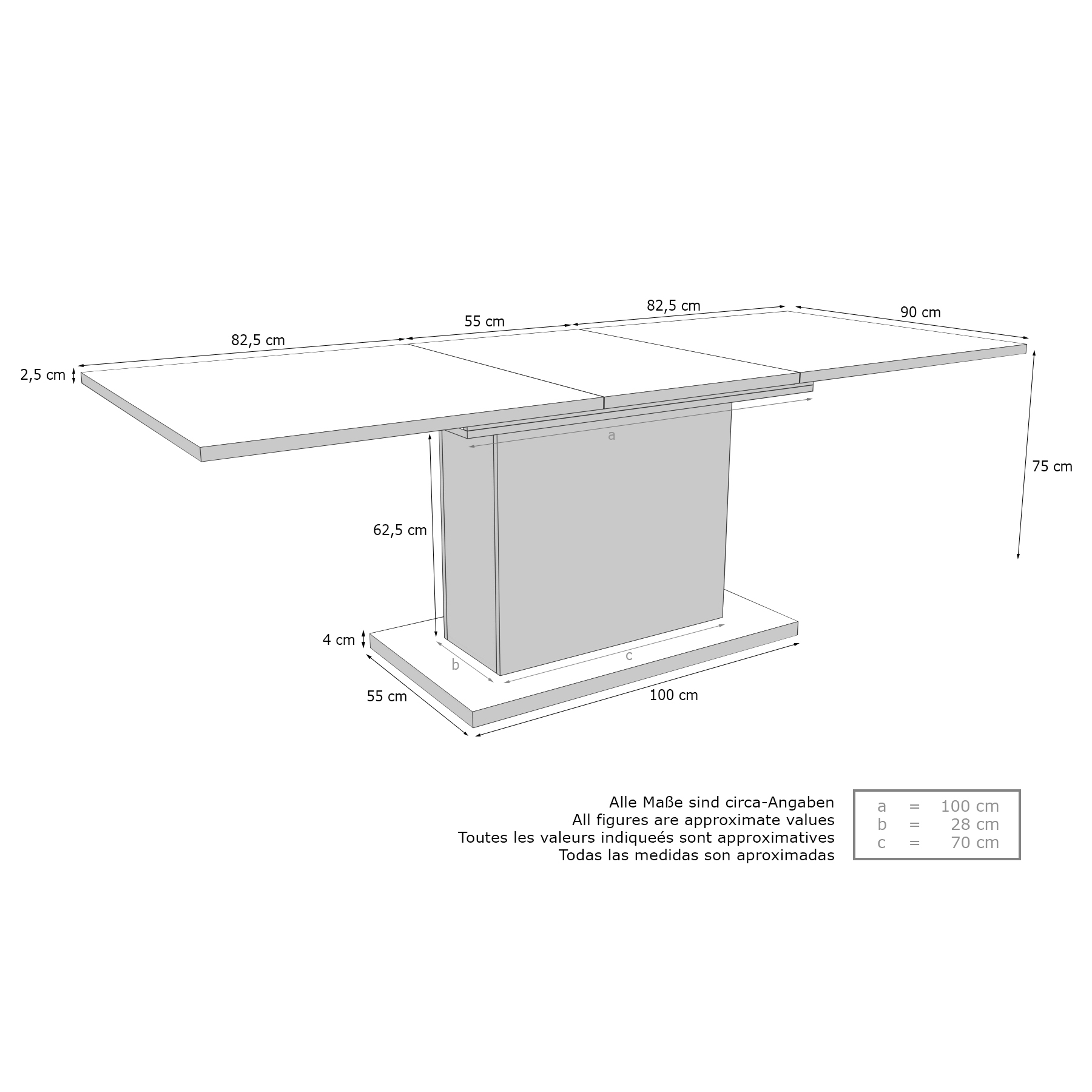 Esstisch Stella    165 / 220 x 75 x 90 cm, Farbe Weiß Matt