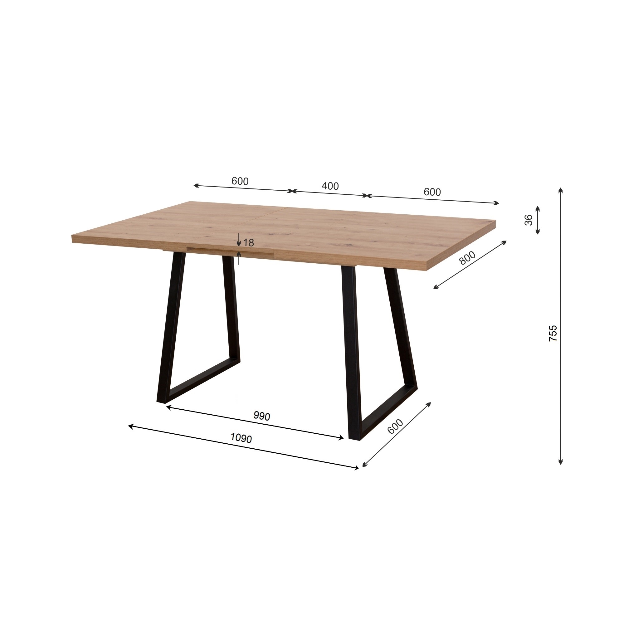 Esstisch Loft 120-160 x 75 x 80 cm, Farbe Weiß Matt
