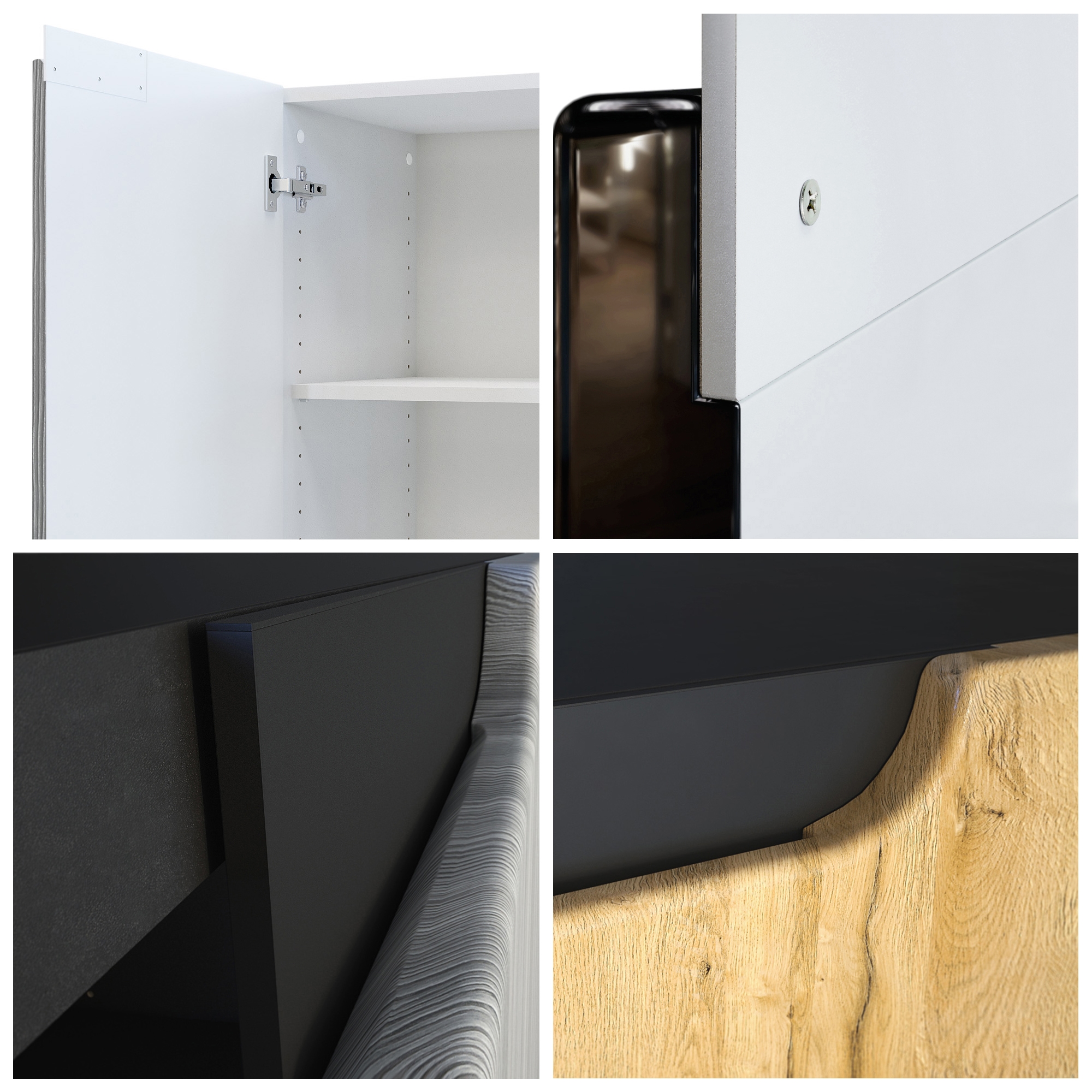 Kommode Logan mit 2 Türen Schwarz matt/Beton Oxid Optik (82 x 78 x 37 cm)