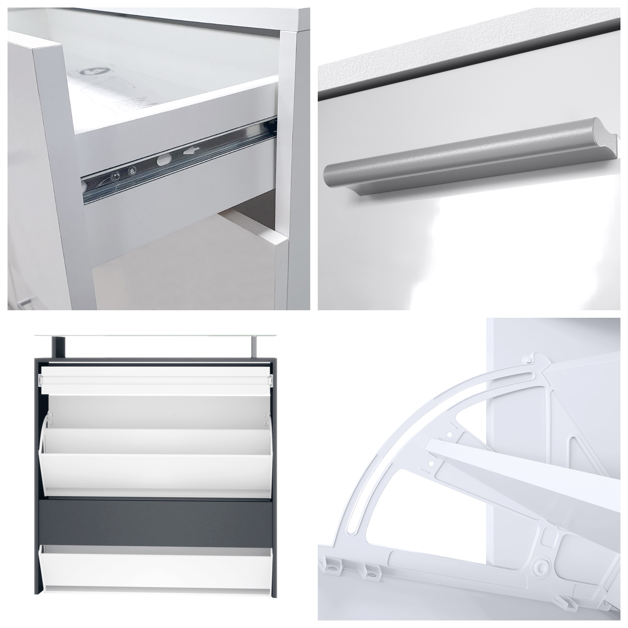 Garderobenset Malea 1 Wandspiegel und 2 Garderobenpaneele Schwarz matt/Weiß matt