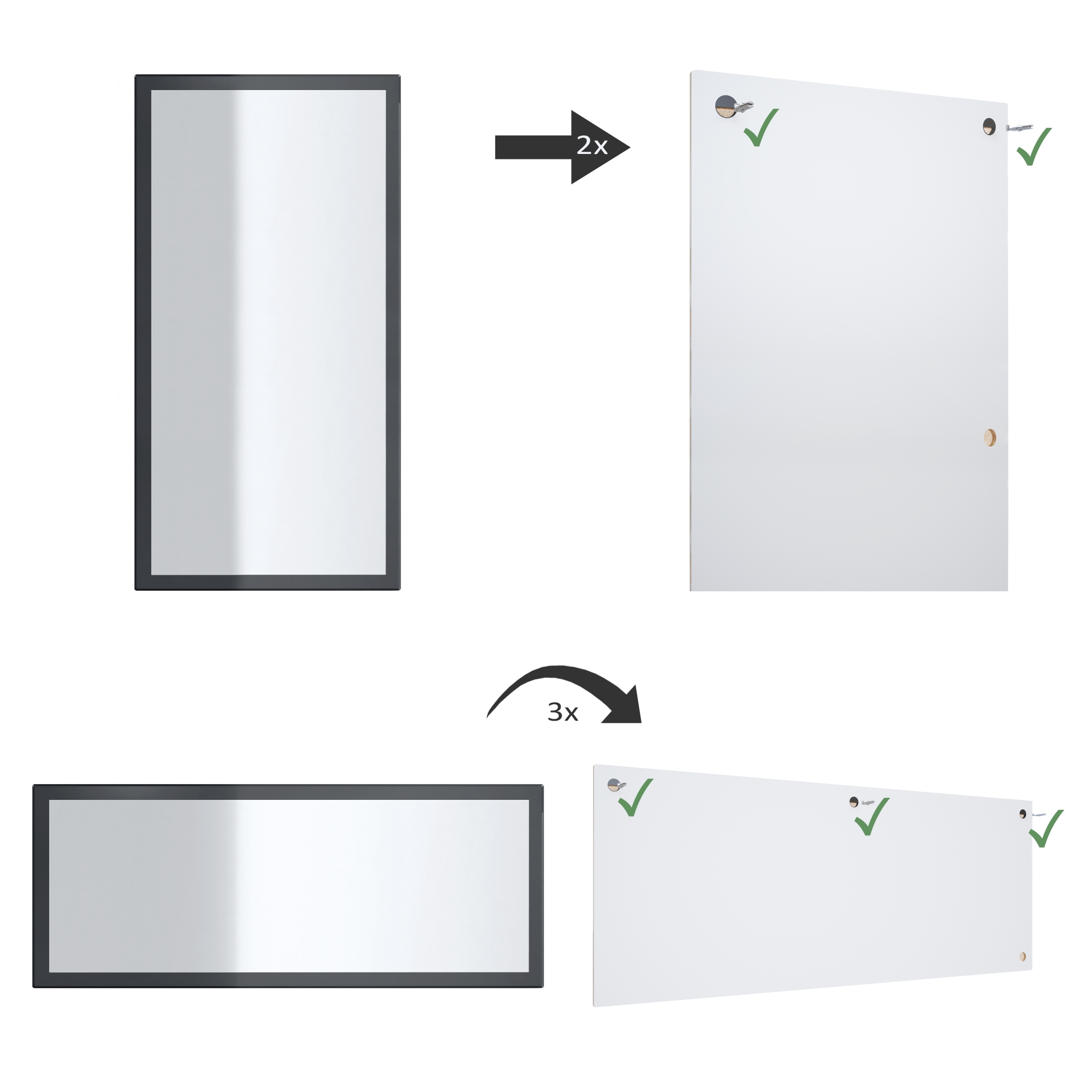 Spiegel Lima 139cm mit Rahmen im modernen Stil Creme Hochglanz (139 x 55 cm)