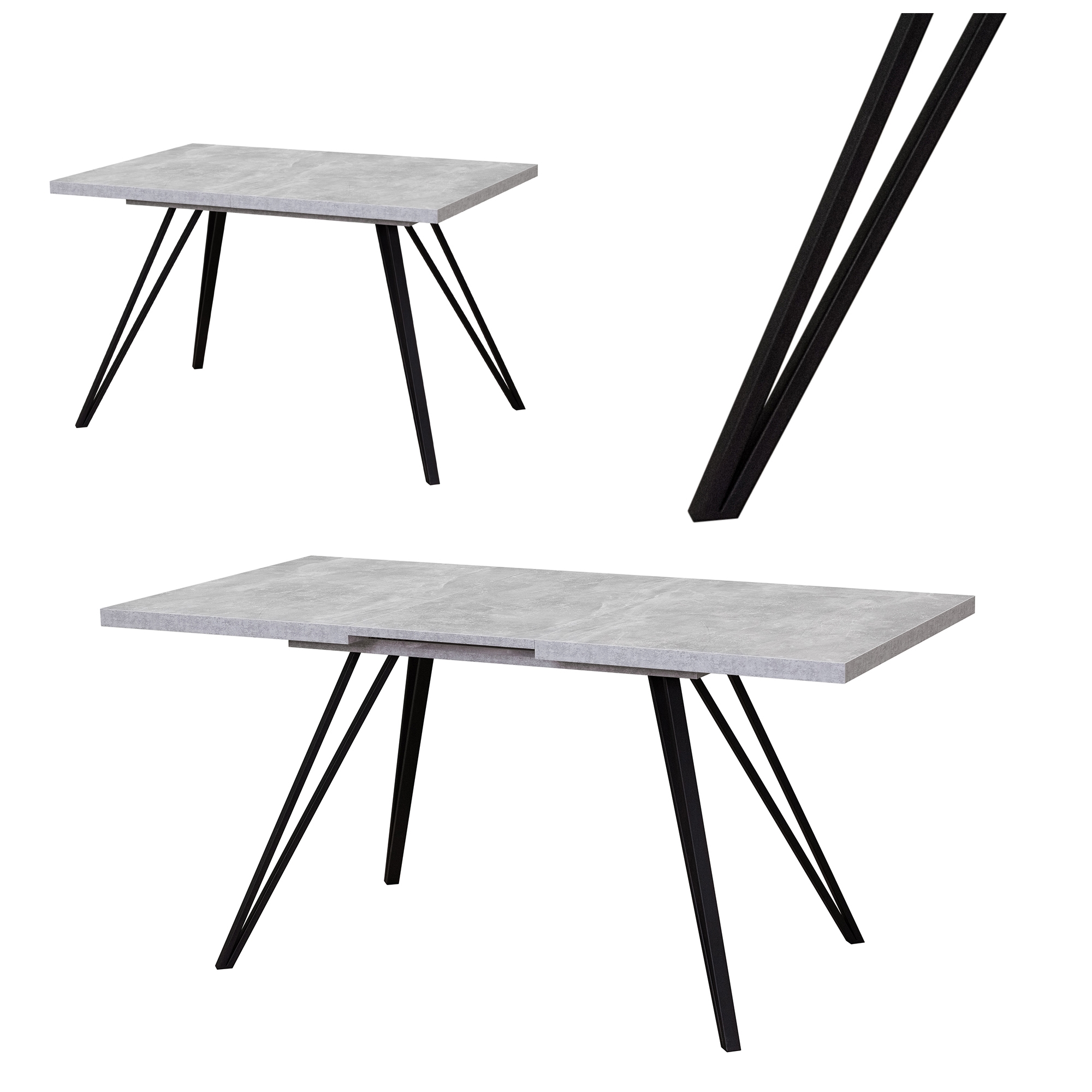 Esstisch Life    160 / 200 x 75 x 90 cm Beton Optik