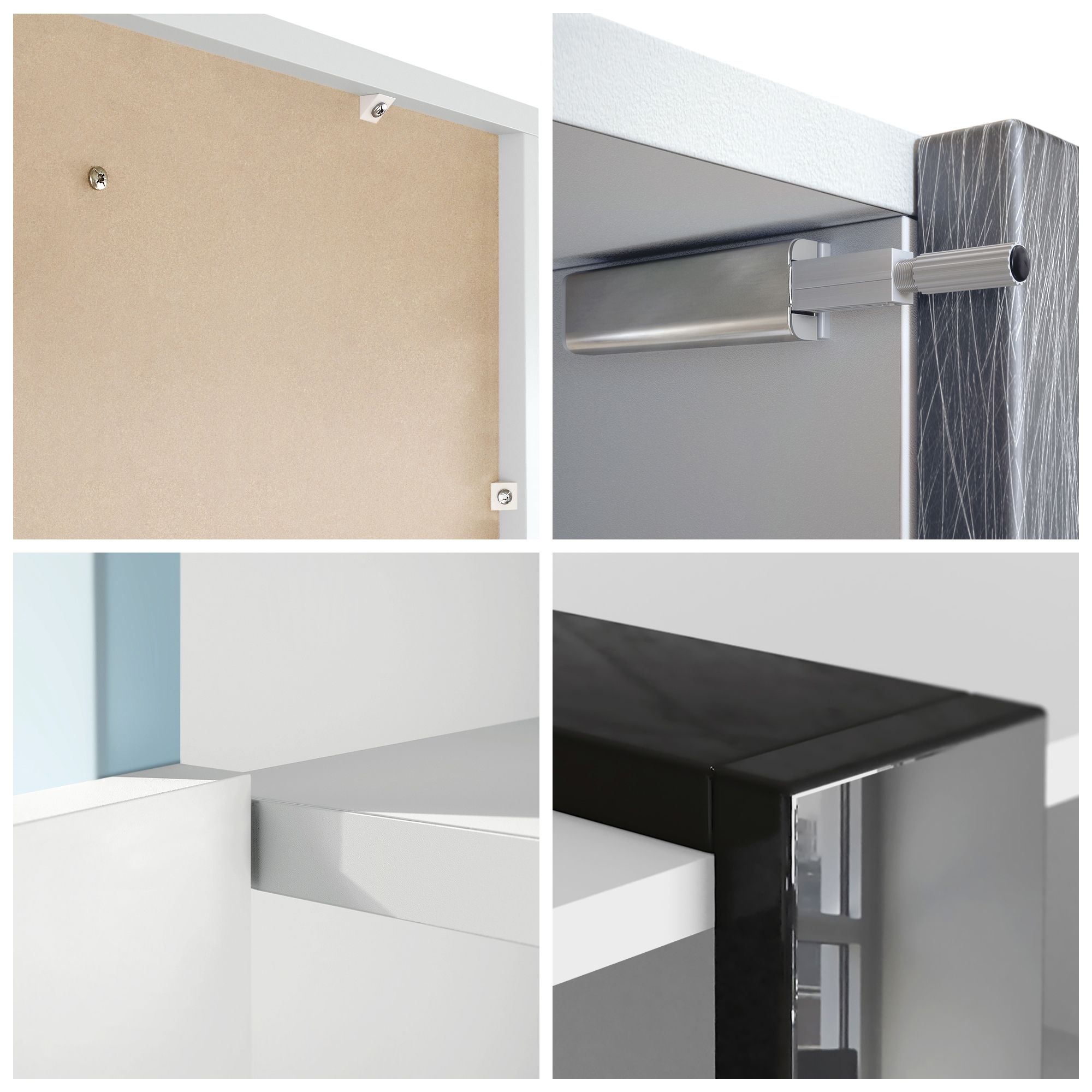 Highboard Ida V2 Weiß mit 2 Türen und 6 offene Fächer Weiß matt/Brombeer Hochglanz (149 x 101 x 34 cm)