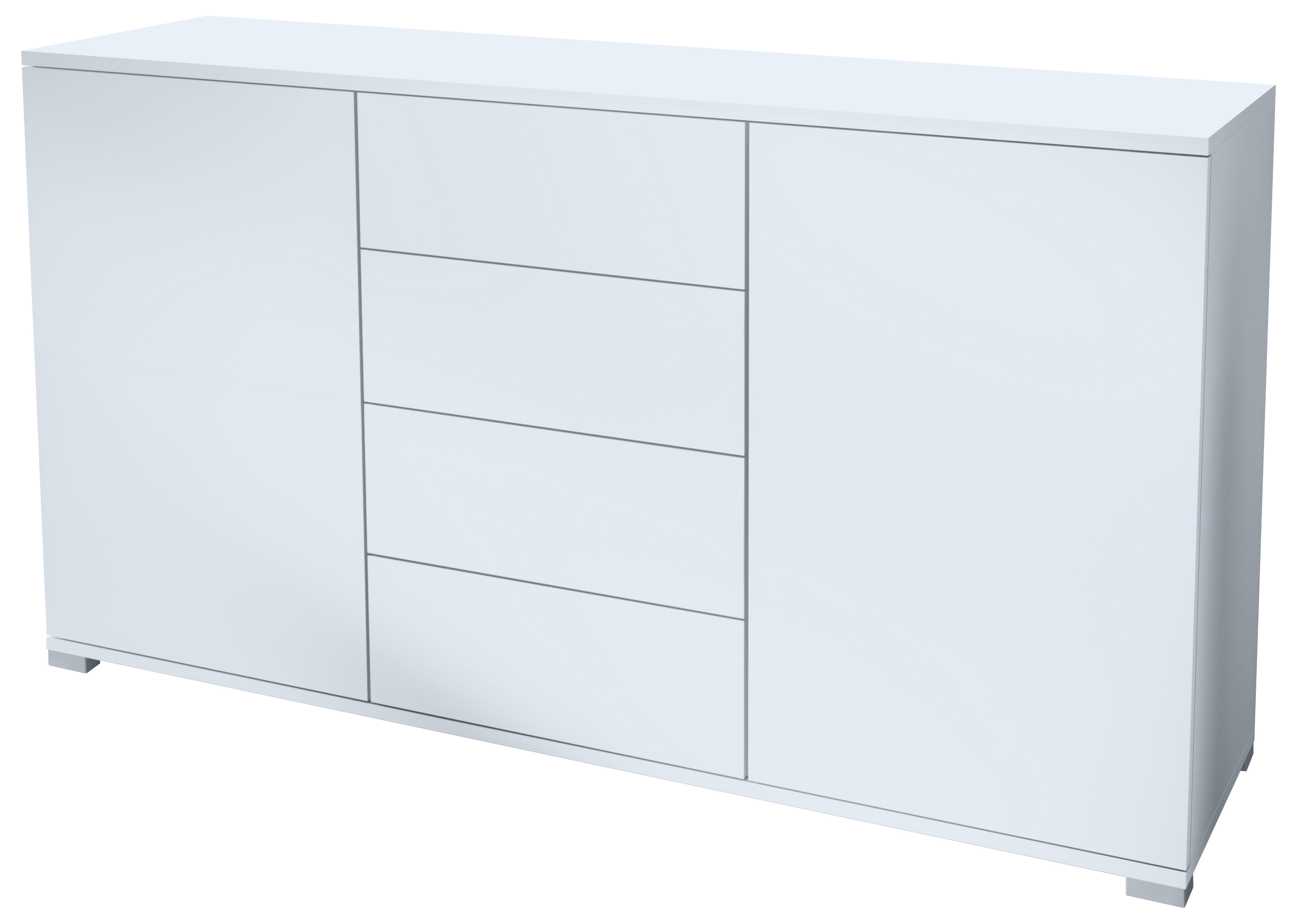 Santo V1 Sideboard Weiß mit 2 Türen und 4 Schubladen Weiß matt/Weiß matt (138,5 x 75,5 x 35 cm)