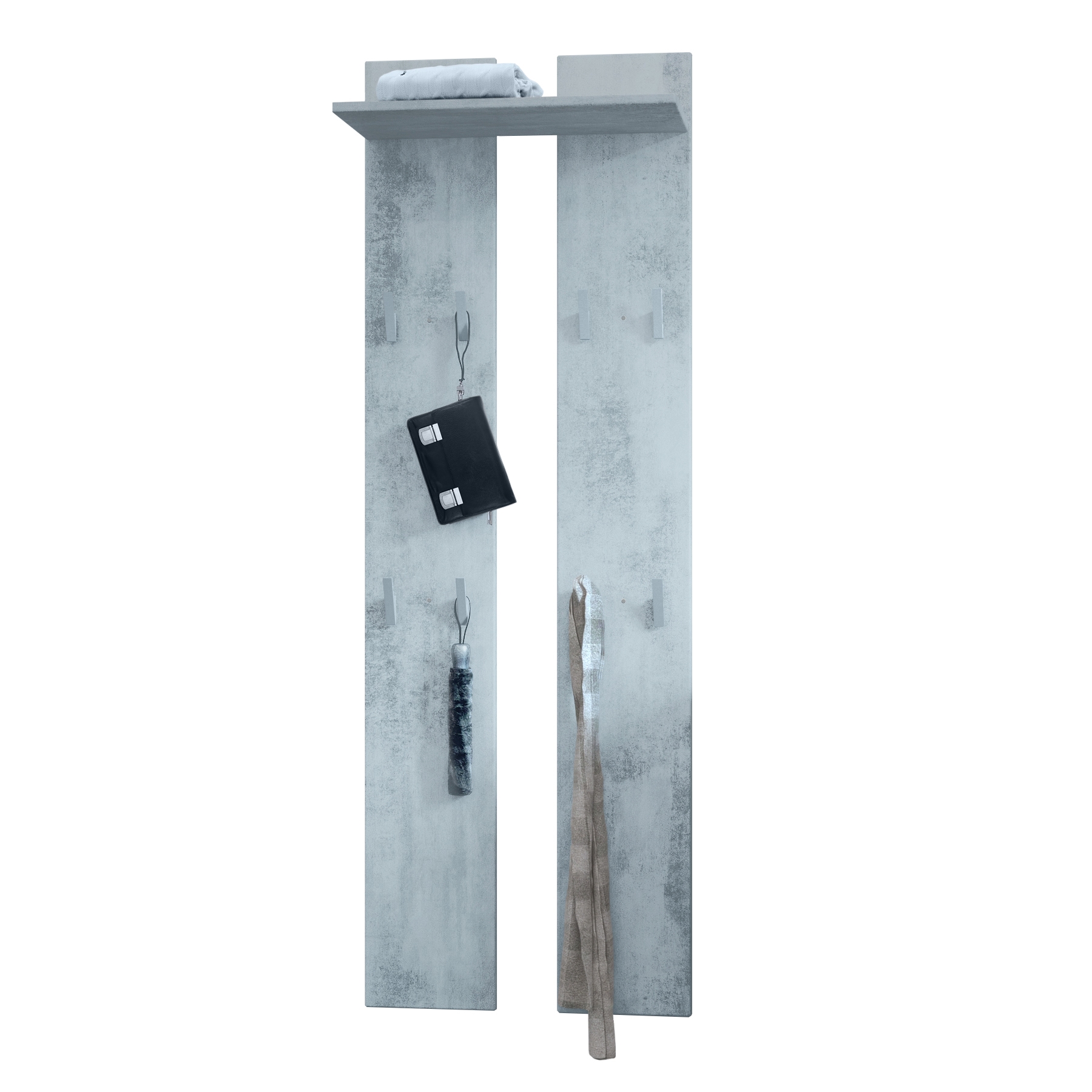Wandpaneel 170  bestehend aus 2 Paneelen und 1 Ablagefläche Beton Oxid Optik (57 x 170 x 20 cm)