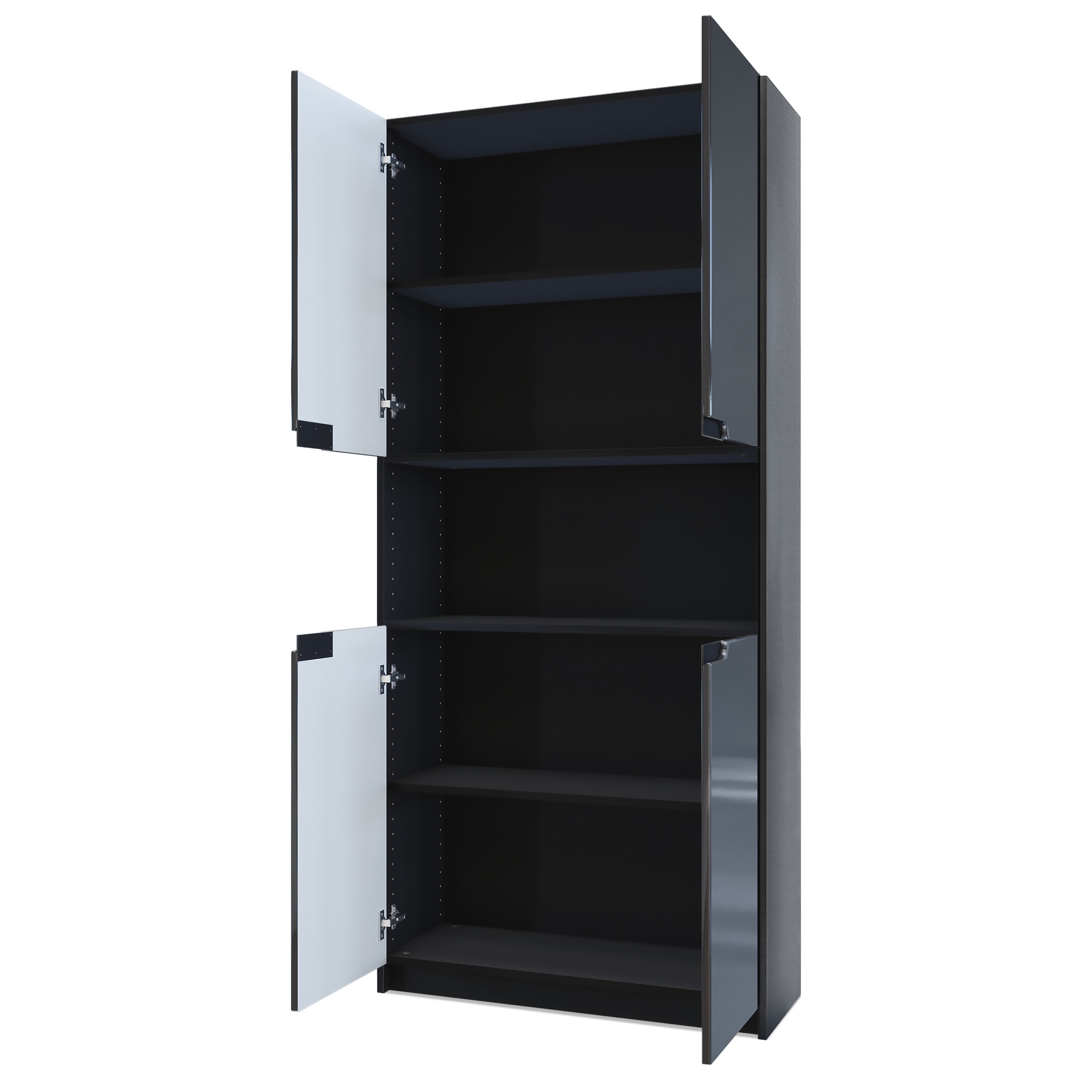 Büroschrank Logan V2 mit 5 Fächern und 4 Türen Schwarz matt/Avola-Anthrazit (82 x 185 x 37 cm)